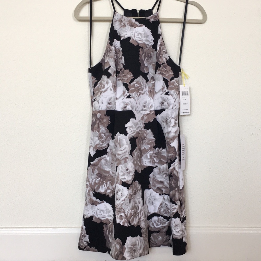 BCBGeneration black floral flare dress